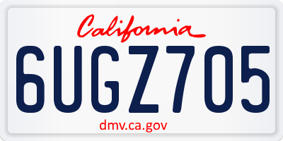 CA license plate 6UGZ705
