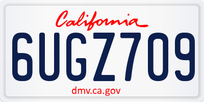 CA license plate 6UGZ709