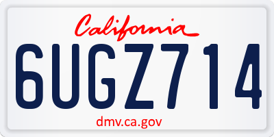 CA license plate 6UGZ714