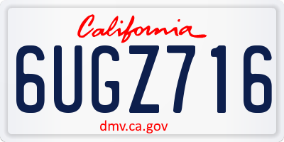 CA license plate 6UGZ716