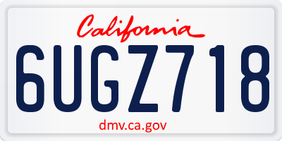 CA license plate 6UGZ718