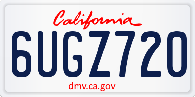 CA license plate 6UGZ720