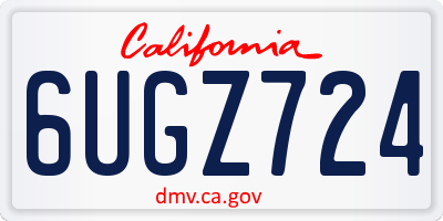 CA license plate 6UGZ724