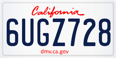 CA license plate 6UGZ728