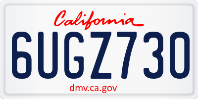 CA license plate 6UGZ730
