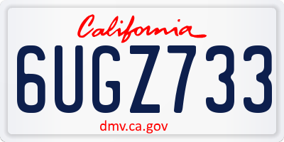 CA license plate 6UGZ733