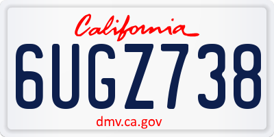 CA license plate 6UGZ738