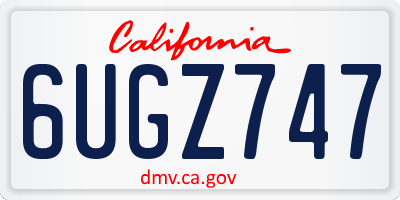 CA license plate 6UGZ747