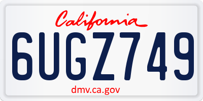 CA license plate 6UGZ749