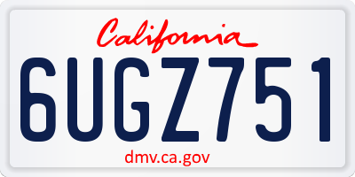 CA license plate 6UGZ751
