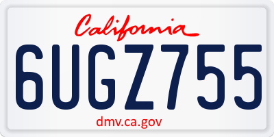 CA license plate 6UGZ755
