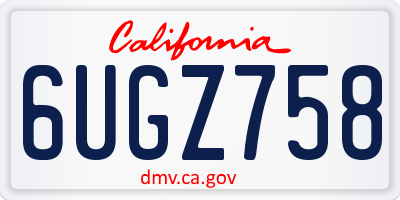 CA license plate 6UGZ758