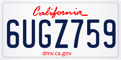 CA license plate 6UGZ759