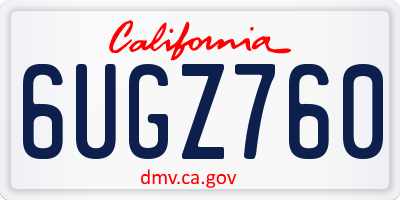 CA license plate 6UGZ760