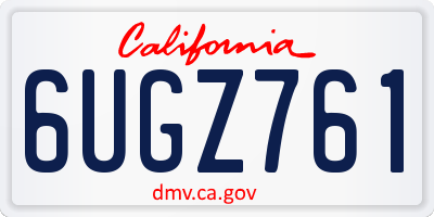 CA license plate 6UGZ761