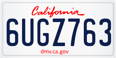 CA license plate 6UGZ763