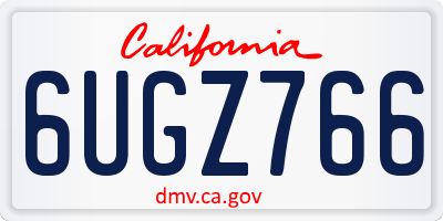 CA license plate 6UGZ766