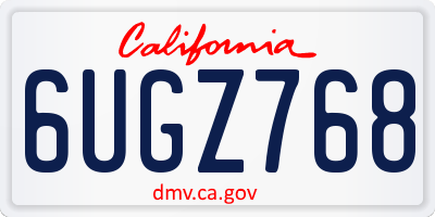 CA license plate 6UGZ768