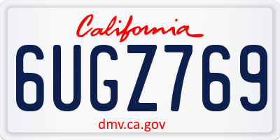 CA license plate 6UGZ769