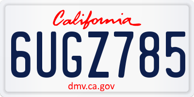 CA license plate 6UGZ785