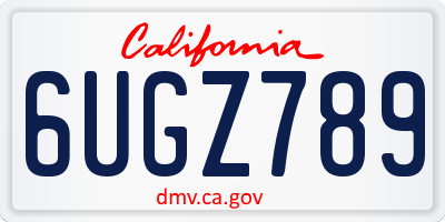 CA license plate 6UGZ789