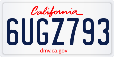 CA license plate 6UGZ793