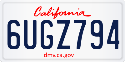 CA license plate 6UGZ794