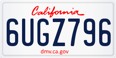 CA license plate 6UGZ796