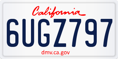 CA license plate 6UGZ797