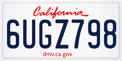 CA license plate 6UGZ798