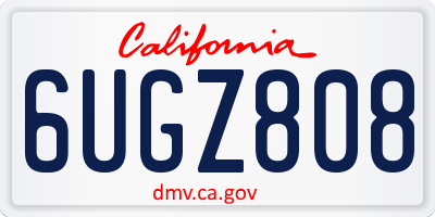 CA license plate 6UGZ808