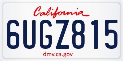 CA license plate 6UGZ815