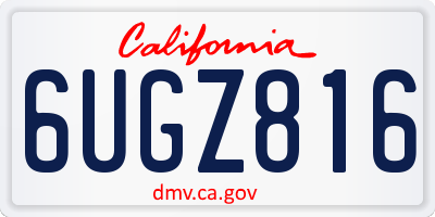 CA license plate 6UGZ816