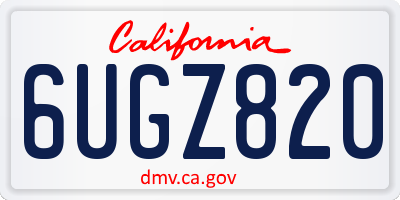 CA license plate 6UGZ820
