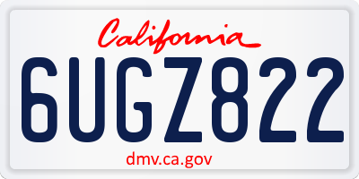 CA license plate 6UGZ822