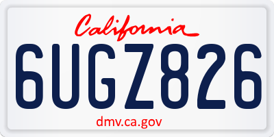 CA license plate 6UGZ826