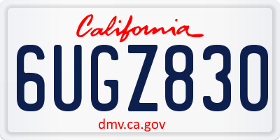 CA license plate 6UGZ830