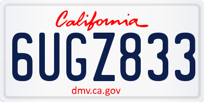 CA license plate 6UGZ833