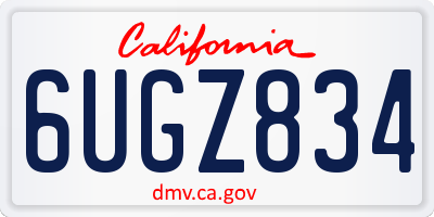 CA license plate 6UGZ834