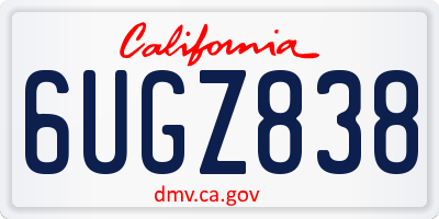 CA license plate 6UGZ838
