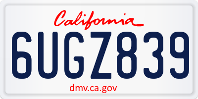 CA license plate 6UGZ839