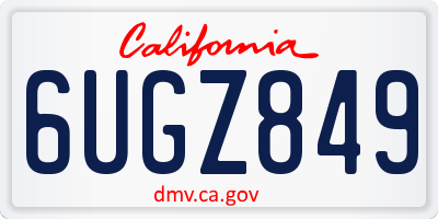 CA license plate 6UGZ849
