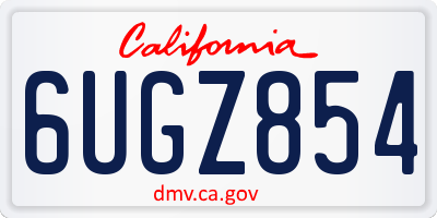 CA license plate 6UGZ854
