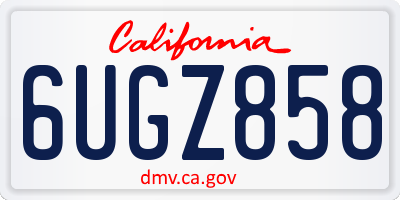 CA license plate 6UGZ858