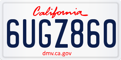 CA license plate 6UGZ860
