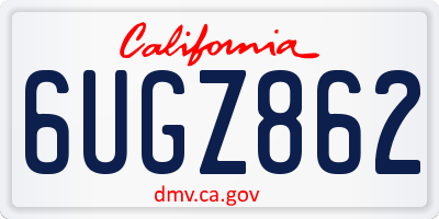 CA license plate 6UGZ862