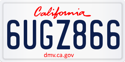 CA license plate 6UGZ866