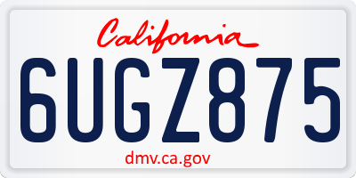 CA license plate 6UGZ875