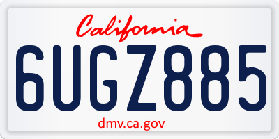 CA license plate 6UGZ885