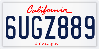 CA license plate 6UGZ889